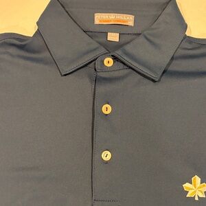 Peter Millar Mens summer, comfort mesh, navy blue golf performance polo medium